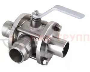 Шаровой кран разборный трехходовой полнопроходной под приварку ручной КШ-Р.ТХ.ПП.П.Р.НХИ.040.100.03.УХЛ1 DN 40 PN 10 МПа, корпус ст. 12Х18Н10Т, класс герметичности «А» по ГОСТ 9544-2015