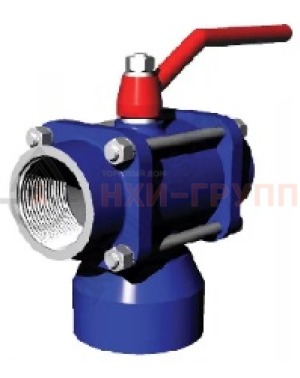 Шаровой кран разборный трехходовой неполнопроходной муфтовый ручной КШ-Р.ТХ.НП.М.Р.НХИ.065/050.160.01.У DN 65/50 PN 16 МПа, корпус ст. 20, класс герметичности «А» по ГОСТ 9544-2015