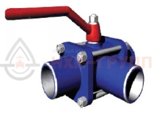 Шаровой кран разборный трехходовой полнопроходной под приварку ручной КШ-Р.ТХ.ПП.П.Р.НХИ.010.160.01.У DN 10 PN 16 МПа, корпус ст. 20, класс герметичности «А» по ГОСТ 9544-2015