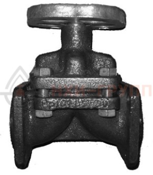 Запорный клапан мембранный гуммированный фланцевый ручной 15ч73гм DN 50 PN 0,6 МПа У3, корпус чугун, класс герметичности «С» по ГОСТ 9544-2015