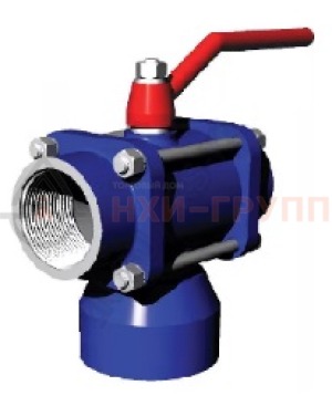 Шаровой кран разборный трехходовой полнопроходной муфтовый ручной КШ-Р.ТХ.ПП.М.Р.НХИ.050.160.02.ХЛ1 DN 50 PN 16 МПа, корпус ст. 09Г2С, класс герметичности «А» по ГОСТ 9544-2015