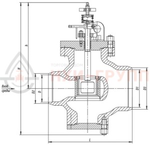 регулирующий клапан под приварку ручной 6с-12-1-2 DN 50 PN 6,3 МПа Т425 °С, корпус ст. 25Л