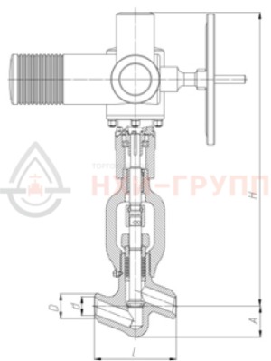 регулирующий клапан под приварку с электроприводом (AUMA SAR 14.6) 10с-6-5ЭД DN 50 PN 13,7 МПа Т560 °С, корпус ст. 12Х1МФ