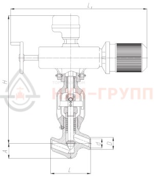 регулирующий клапан под приварку с электроприводом (792-ЭР-0А-01) 976-65-Э DN 65 PN 23,5 МПа Т250 °С, корпус ст. 20