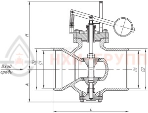 регулирующий клапан под приварку ручной 14с-73-20-3 DN 300 PN 6,3 МПа Т425 °С, корпус ст. 20