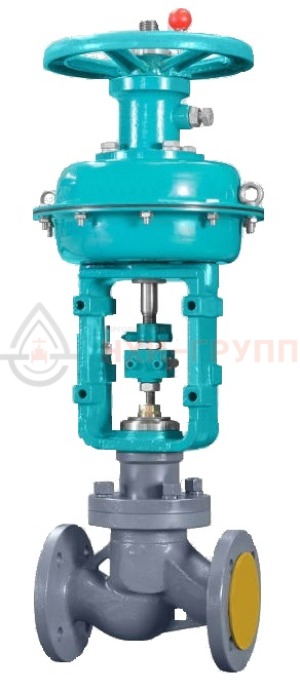 Отсечной клапан фланцевый "до себя" нормально закрытый 22с32п DN 32 PN 1,6 МПа У1 с мембранным исполнительным механизмом, корпус ст. 25Л