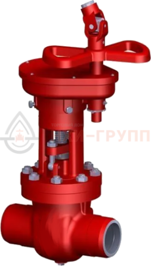 Запорная задвижка под приварку с цилиндрическим редуктором 2с-33-1 DN 80 PN 6,3 МПа Т425 °С, корпус ст. 25Л