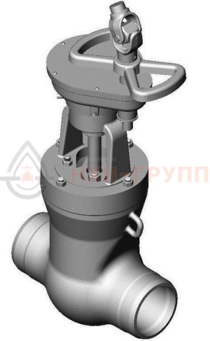 Запорная задвижка под приварку с цилиндрическим редуктором 2с-28-1 DN 150 PN 10 МПа Т450 °С, корпус ст. 25Л