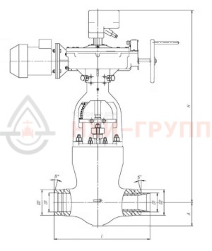 регулирующий клапан под приварку с электроприводом (793-ЭР-0I) 995-150-ЭА-01 DN 150 PN 9,8 МПа Т540 °С, корпус ст. 15Х1М1ФЛ