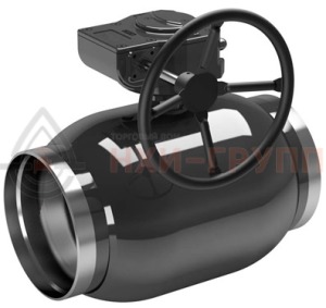 Шаровой кран цельносварной проходной неполнопроходной под приварку с редуктором КШ-Ц.П.НП.П.РД.НХИ.350/300.016.01.У DN 350/300 PN 1,6 МПа, корпус ст. 20, класс герметичности «А» по ГОСТ 9544-2015