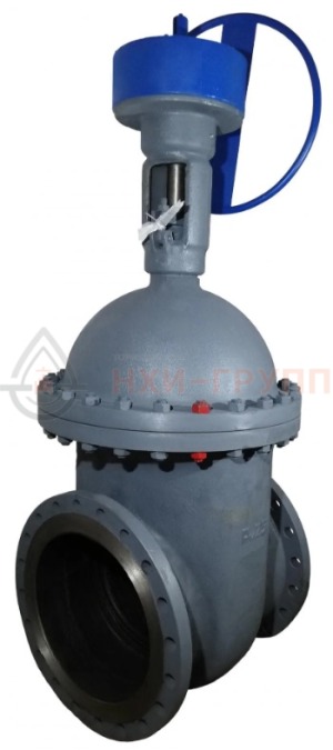 Клиновая задвижка литая с невыдвижным шпинделем фланцевая с редуктором 30с527нж DN 600 PN 2,5 МПа У1, корпус ст. 20Л, класс герметичности «А» по ГОСТ 9544-2015