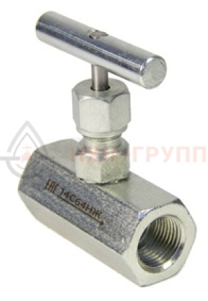 Запорный клапан игольчатый муфтовый ручной 14с64нж DN 15 PN 16 МПа У1, корпус ст. 20, класс герметичности «А» по ГОСТ 9544-2015