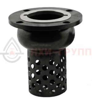 Обратный клапан приемный с сеткой фланцевый 16ч42р DN 80 PN 0,25 МПа У3, корпус чугун