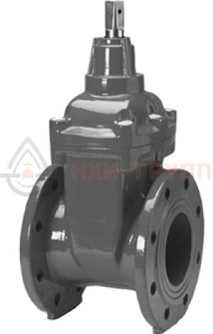 Задвижка с обрезиненным клином литая с невыдвижным шпинделем фланцевая под электропривод 30ч939р DN 65 PN 1,6 МПа У3, корпус чугун, класс герметичности «А» по ГОСТ 9544-2015