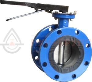 Дисковый затвор поворотный с симметричным диском и уплотнением из эластомера фланцевый двусторонний ручной ЗДП-СДУЭ.Ф.ДС.Р.НХИ.125.016.03.01.04.У1 DN 125 PN 1,6 МПа