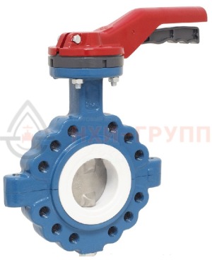 Затвор дисковый поворотный с футерованным диском и корпусом фланцевый двусторонний ручной ЗДП-ФДК.Ф.ДС.Р.НХИ.040.010.05.01.01.У1 DN 40 PN 1 МПа