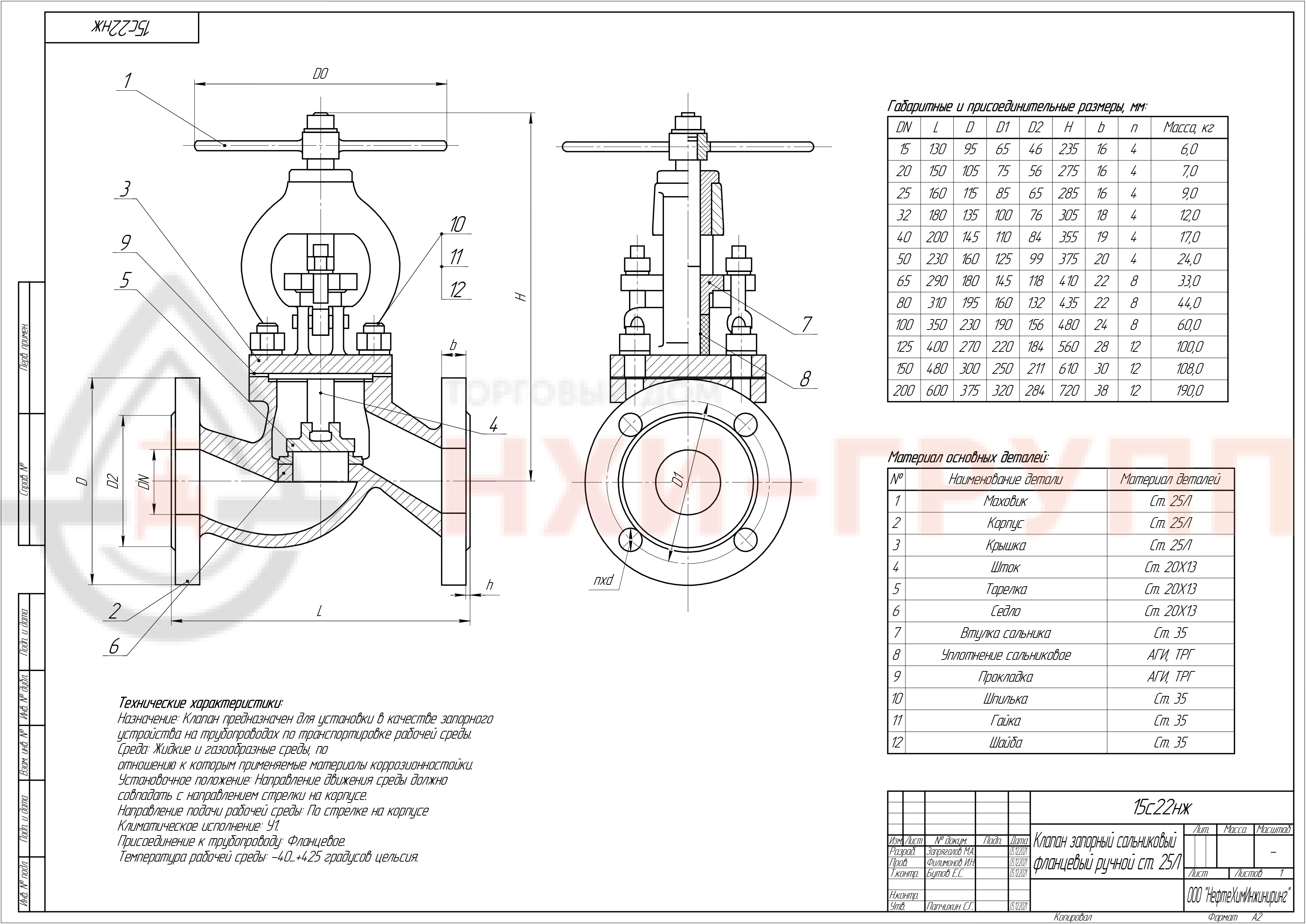 Клапан Запорный 15с22нж Dn20 Мм PN40 Кгс/См Ручной По Цене 3710.