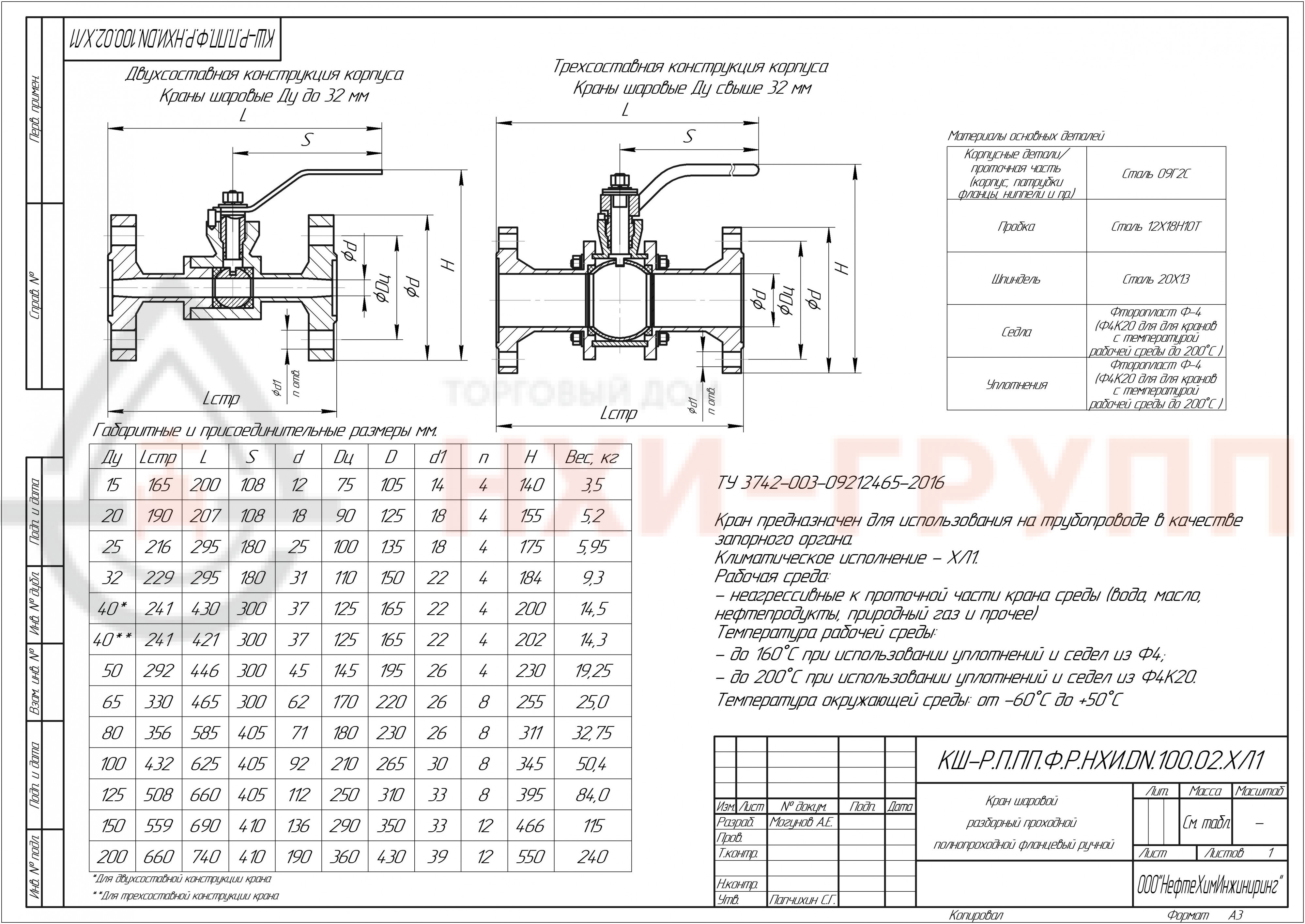 Кран шаровой Разборный Проходной Ручной Dn100 мм PN100 кгс/см по цене 80300  руб в наличии от поставщиков