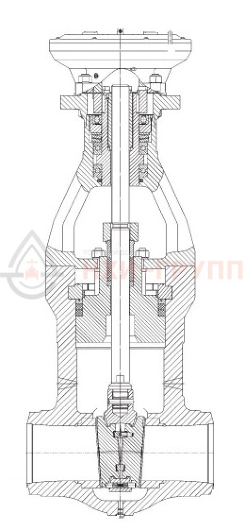 Задвижка запорная под приварку под электропривод 881-150-Э DN 150 PN 25,0 МПа Т545 °С, корпус ст. 15Х1М1Ф