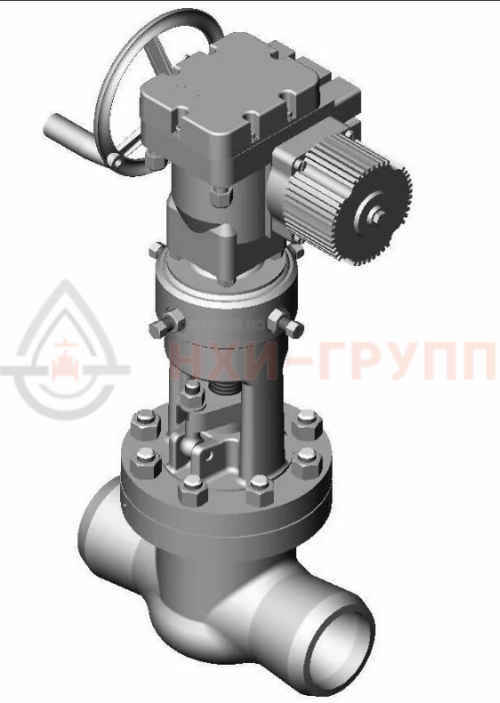 Задвижка запорная под приварку с электроприводом (AUMA SA10.2-F10-380/50/3-22) 1511-100-ЭД-01 DN 100 PN 10,0 МПа Т450 °С, корпус ст. 15ГС