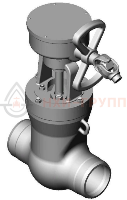Задвижка запорная под приварку с коническим редуктором 2с-27-1 DN 150 PN 6,3 МПа Т450 °С, корпус ст. 25Л