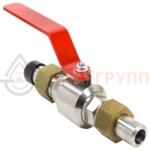 Кран шаровой разборный проходной полнопроходной штуцерно-ниппельный ручной КШ-Р.П.ПП.ШН.Р.НХИ.020.025.03.УХЛ1 DN 20 PN 2,5 МПа, корпус ст. 12Х18Н10Т, класс герметичности «А» по ГОСТ 9544-2015