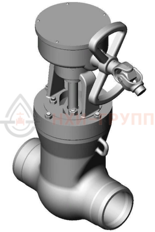 Задвижка запорная под приварку с коническим редуктором 2с-27-2Н DN 200 PN 6,3 МПа Т425 °С, корпус ст. 25Л