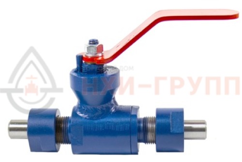 Кран шаровой разборный проходной полнопроходной штуцерно-ниппельный ручной КШ-Р.П.ПП.ШН.Р.НХИ.040.040.02.ХЛ1 DN 40 PN 4,0 МПа, корпус ст. 09Г2С, класс герметичности «А» по ГОСТ 9544-2015