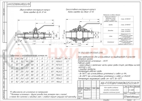 Кран шаровой разборный проходной полнопроходной штуцерно-ниппельный ручной КШ-Р.П.ПП.ШН.Р.НХИ.032.025.03.УХЛ1 DN 32 PN 2,5 МПа, корпус ст. 12Х18Н10Т, класс герметичности «А» по ГОСТ 9544-2015