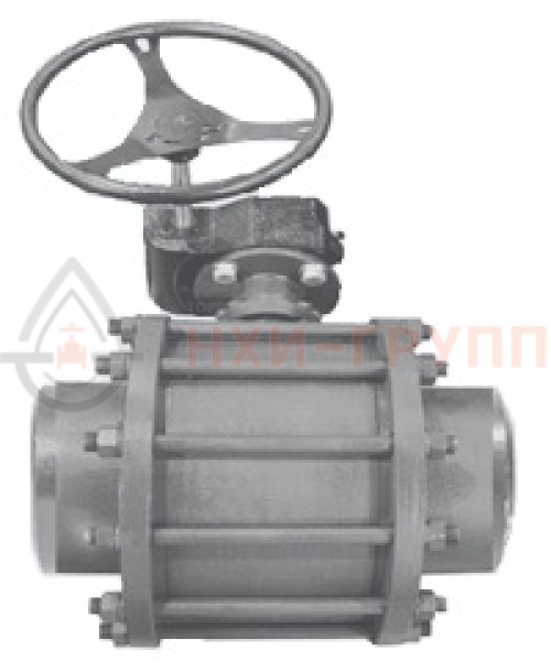 Кран шаровой разборный проходной полнопроходной под приварку с редуктором КШ-Р.П.ПП.П.РД.НХИ.200.040.03.УХЛ1 DN 200 PN 4,0 МПа, корпус ст. 12Х18Н10Т, класс герметичности «А» по ГОСТ 9544-2015