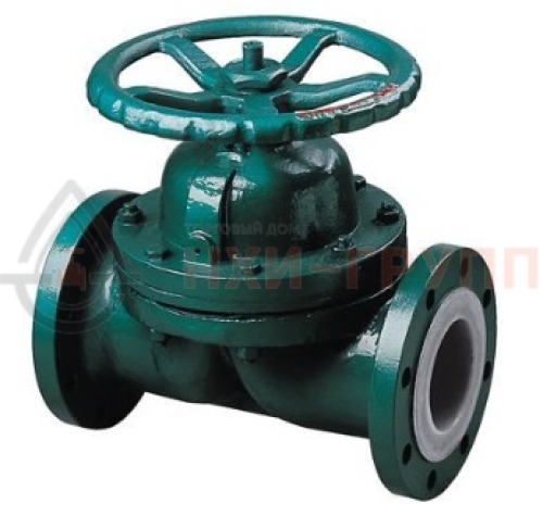 Клапан запорный диафрагмовый эмалированный фланцевый ручной 15ч95эм DN 100 PN 0,6 МПа У3, корпус чугун, класс герметичности «А» по ГОСТ 9544-2015
