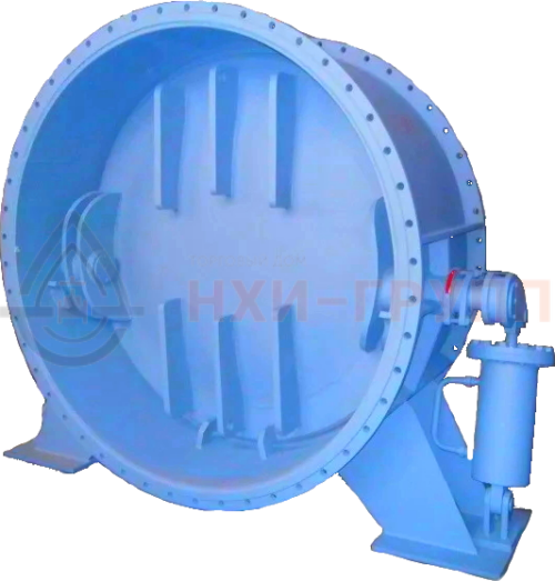 Клапан обратный поворотный с демпфером фланцевый 19нж20р DN 1000 PN 0,63 МПа У1, корпус ст. 08Х18Н10