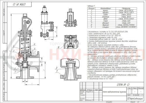Клапан предохранительный пружинный сальниковый фланцевый с приспособлением для принудительного открытия СППК5Р 100-16лс 17лс6нж DN 100 (исп. В) / 150 (исп. В) PN 1,6 (вход) / 1,6 (выход) МПа ХЛ1, пружина № ?, Рн=? кгс/см², корпус ст. 20ГЛ, класс герметичности «В» по ГОСТ 9544-2015