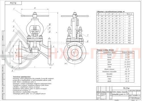 Клапан запорный сальниковый фланцевый ручной 15с22нж DN 100 PN 4,0 МПа У1, корпус ст. 25Л, класс герметичности «А» по ГОСТ 9544-2015