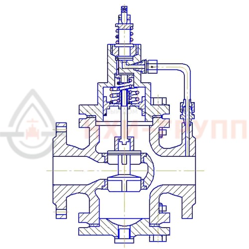 Регулятор давления фланцевый "до себя" нормально закрытый 21ч13нж DN 50 PN 1,6 МПа У3, корпус чугун