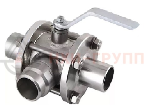 Кран шаровой разборный трехходовой полнопроходной под приварку ручной КШ-Р.ТХ.ПП.П.Р.НХИ.025.025.03.УХЛ1 DN 25 PN 2,5 МПа, корпус ст. 12Х18Н10Т, класс герметичности «А» по ГОСТ 9544-2015