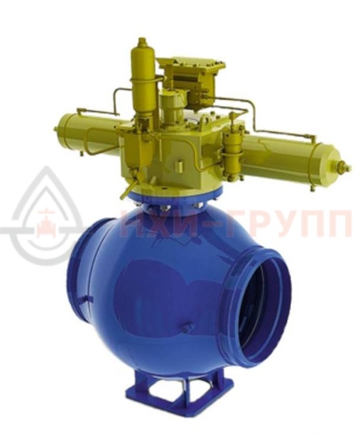 Кран шаровой полнопроходной под приварку с пневмогидроприводом 11лс(6)760п1 DN 200 PN 8,0 МПа ХЛ1, корпус ст.  09Г2С, класс герметичности «А» по ГОСТ 9544-2015 (газ)