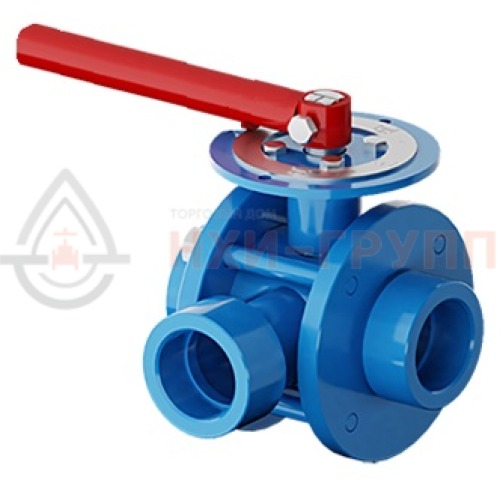 Кран шаровой разборный трехходовой полнопроходной под приварку ручной КШ-Р.ТХ.ПП.П.Р.НХИ.010.016.02.ХЛ1 DN 10 PN 1,6 МПа, корпус ст. 09Г2С, класс герметичности «А» по ГОСТ 9544-2015