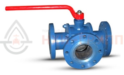 Кран шаровой разборный трехходовой полнопроходной фланцевый ручной КШ-Р.ТХ.ПП.Ф.Р.НХИ.125.016.01.У DN 125 PN 1,6 МПа, корпус ст. 20, класс герметичности «А» по ГОСТ 9544-2015