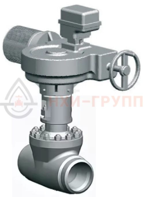 Задвижка запорная под приварку с электроприводом (Н-Г-11  У2) 1511-300-ЭМ DN 300 PN 10,0 МПа Т450 °С, корпус ст. 15ГС