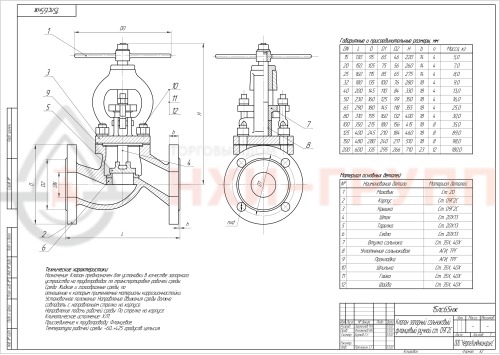 Клапан запорный сальниковый фланцевый ручной 15лс65нж DN 40 PN 1,6 МПа ХЛ1, корпус ст. 09Г2С, класс герметичности «А» по ГОСТ 9544-2015