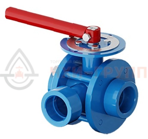 Кран шаровой разборный трехходовой неполнопроходной под приварку ручной КШ-Р.ТХ.НП.П.Р.НХИ.065/050.016.02.ХЛ1 DN 65/50 PN 1,6 МПа, корпус ст. 09Г2С, класс герметичности «А» по ГОСТ 9544-2015