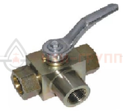 Кран шаровой разборный трехходовой неполнопроходной муфтовый ручной КШ-Р.ТХ.НП.М.Р.НХИ.040/032.016.04.УХЛ1 DN 40/32 PN 1,6 МПа, корпус ст. 10Х17Н13М2Т, класс герметичности «А» по ГОСТ 9544-2015