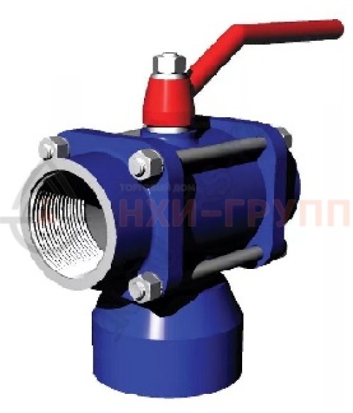 Кран шаровой разборный трехходовой неполнопроходной муфтовый ручной КШ-Р.ТХ.НП.М.Р.НХИ.065/050.016.02.ХЛ1 DN 65/50 PN 1,6 МПа, корпус ст. 09Г2С, класс герметичности «А» по ГОСТ 9544-2015