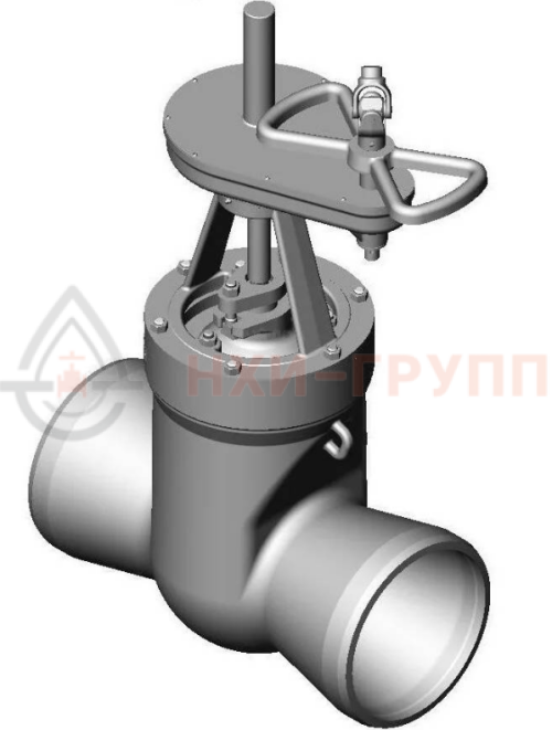Задвижка запорная под приварку с цилиндрическим редуктором 2с-28-4Н DN 300 PN 10,0 МПа Т450 °С, корпус ст. 25Л