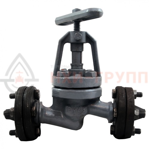 Клапан запорный сальниковый фланцевый ручной 15с52нж10 DN 40 PN 6,3 МПа У1, корпус ст. 25Л, класс герметичности «А» по ГОСТ 9544-2015, в комплекте с ответными фланцами Cт. 20 ГОСТ 33259-2015, крепежом и прокладками