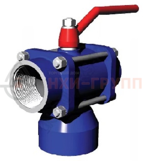 Кран шаровой разборный трехходовой неполнопроходной муфтовый ручной КШ-Р.ТХ.НП.М.Р.НХИ.065/050.025.01.У DN 65/50 PN 2,5 МПа, корпус ст. 20, класс герметичности «А» по ГОСТ 9544-2015