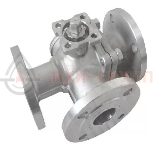 Кран шаровой разборный трехходовой полнопроходной фланцевый с редуктором КШ-Р.ТХ.ПП.Ф.РД.НХИ.200.040.01.У DN 200 PN 4,0 МПа, корпус ст. 20, класс герметичности «А» по ГОСТ 9544-2015