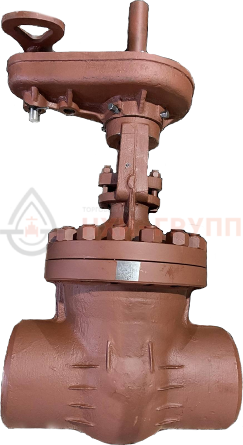 Задвижка запорная под приварку с цилиндрическим редуктором 2с-28-6 DN 400 PN 10,0 МПа Т450 °С, корпус ст. 25Л