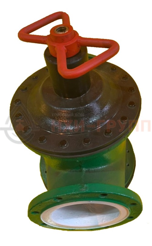 Клапан запорный мембранный фланцевый "после себя" нормально открытый 22ч6п DN 50 PN 0,6 МПа У3, корпус чугун, класс герметичности «А» по ГОСТ 9544-2015